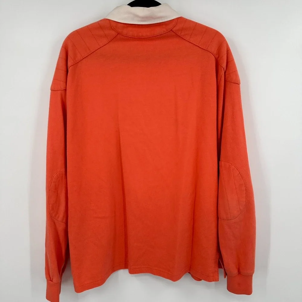 Polo Ralph Lauren Shirt Mens Large Orange Pony Logo Classic Elbow Patch Collared